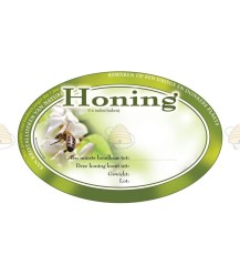Oval green honey label