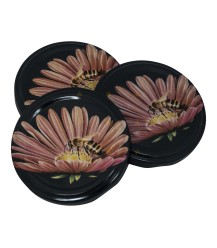 Bee on pink daisy, 63 mm TO lid, 60 pieces