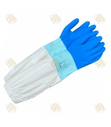 Beekeeper gloves, rubber & cotton blue - BeeFun®