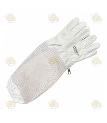 Beekeeper gloves AirFree, cream leather & ventilation khaki - BeeFun®