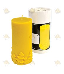 Tall wide candle with Christmas trees, cast