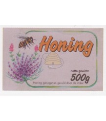 Honingetiket met lavendelbloemen
