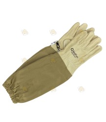 Beekeeper gloves, leather & cotton khaki - BeeFun®