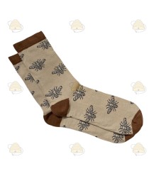 Bee socks long - cream/brown