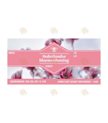 Honingetiket Magnolia roze Nederlandse bloemenhoning