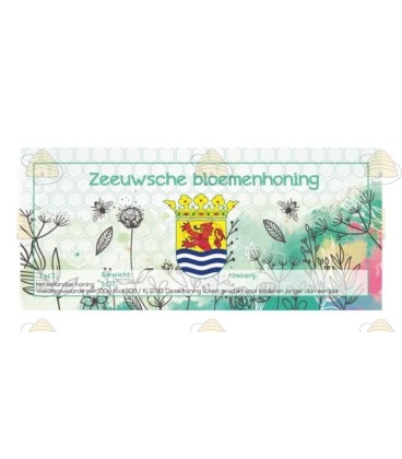 Zeeuwse bloemenhoning aquarel etiket (rechthoekig)