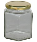Vasetti, bottiglie, secchielli per il miele e coperchi in vetro