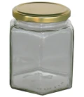 Tarros de cristal, botellas, cubos para miel & tapas