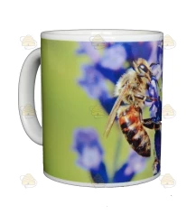 Mug/mug lavender flower and large honey bee