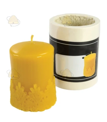 Short candle with lace motif, silicone candle mold