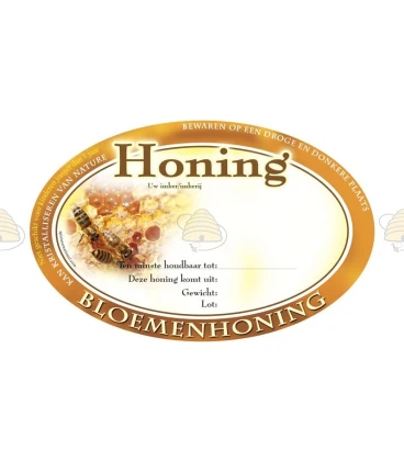 Ovaal bruin honingetiket bloemenhoning