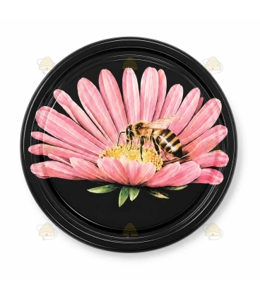Bee on pink daisy, 63 mm Twist-Off lid, 60 pcs