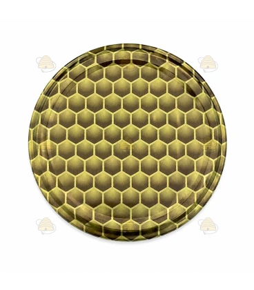Lids gold-coloured lively honeycomb pattern , 63 mm TO lid, 20 pieces