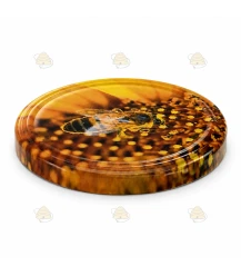 Bee on sunflower, 63 mm Twist-Off lid, 60 pcs