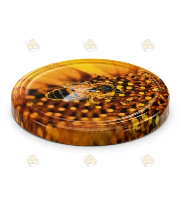 Bee on sunflower, 63 mm Twist-Off lid, 60 pcs