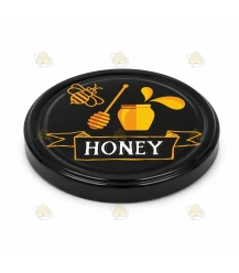 Lids black & yellow "Honey", 82 mm twist-off lids, 12 pcs