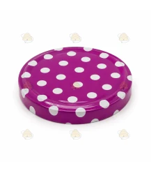 Purple polka-dot lids, 82 mm twist-off lids, 12 pieces