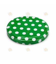 Green polka-dot lids, 82 mm Twist-Off lids, 12 pieces