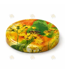 Lids with bee on linden blossom, 82 mm TO lids, 12 pcs