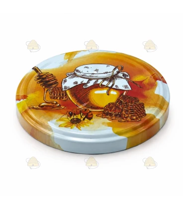 Lokk akvarell honning & bie, 82 mm TO-lokk, 12 stk