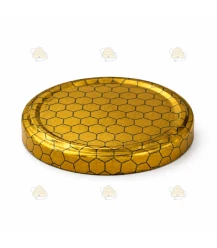 Lids "Honeycomb pattern intense gold", 82 mm twist-off lids, 12 pieces