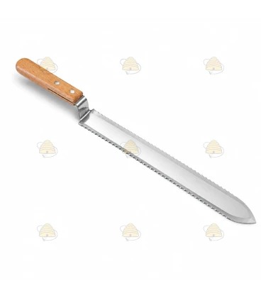 Uncapping knife wooden handle (serrated on both sides)