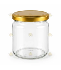 Rundt glas 388ml / 500g, med låg