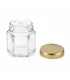 Sekskantet honningglas 45ml / 50g, med låg