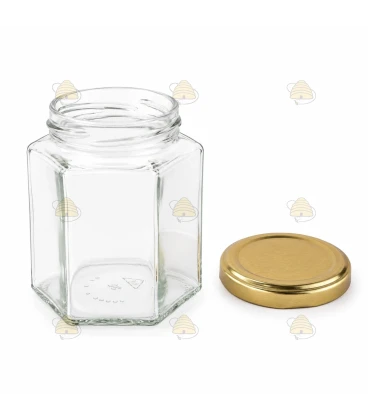 Hexagonal jar 390ml / 500g, with lid
