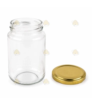 Tarros de vidrio redondos - 375 ml / 450 gramos, con tapa (TO 63 mm)
