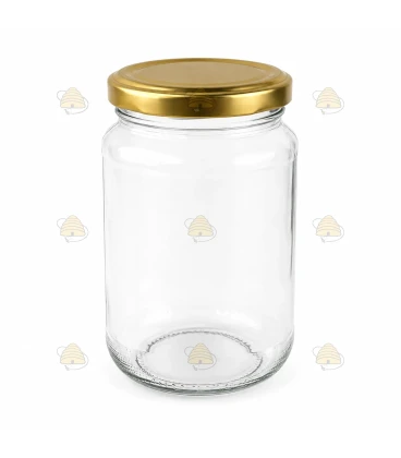 Tarros de vidrio redondos - 375 ml / 450 gramos, con tapa (TO 63 mm)