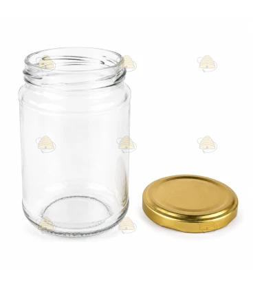 Runde honningglas - 290 ml / 350 gram, med låg (TO 63 mm)