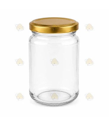 Runde honningglas - 290 ml / 350 gram, med låg (TO 63 mm)