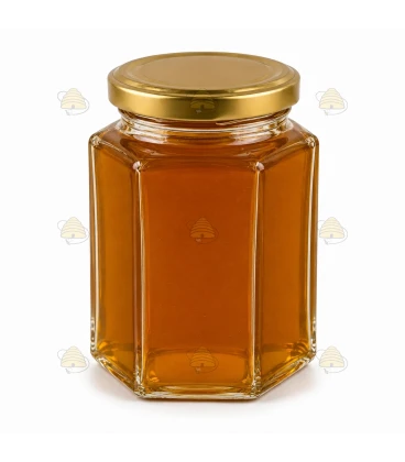 Sekskantet glas 196ml / 250g, med låg