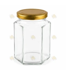 Hexagonal jar 196 ml / 250 g, with lid