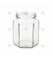 Sekskantet honningglas 278ml / 350g, uden låg