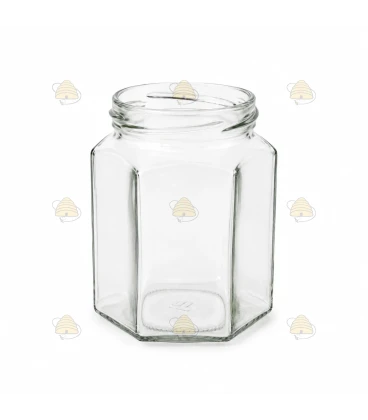 Sekskantet honningglas 278ml / 350g, uden låg