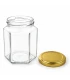 Sekskantet glas 278ml / 350g, med låg