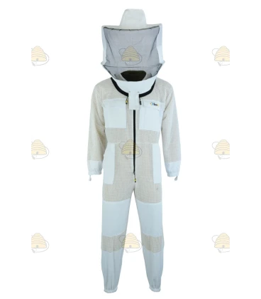 Beekeeper coverall AirFree, round hood white - BeeFun®