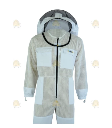 Beekeeper coverall AirFree, round hood white - BeeFun®