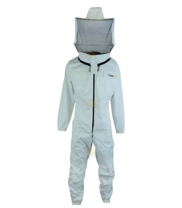 Beekeeper coverall Premium double layer, round hood cream white - BeeFun®