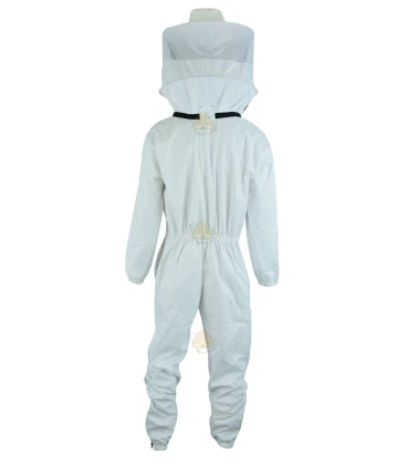 Beekeeper coverall Premium double layer, round hood cream white - BeeFun®