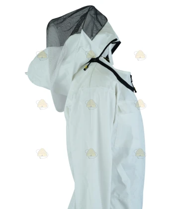 Beekeeper coverall Premium double layer, round hood cream white - BeeFun®