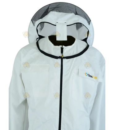 Beekeeper coverall Premium double layer, round hood cream white - BeeFun®