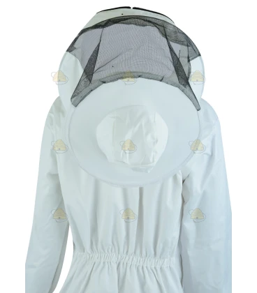 Beekeeper coverall Premium double layer, round hood cream white - BeeFun®