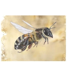 Postcard side view honey bee brown