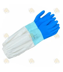 Beekeeping gloves, rubber & blue cotton - BeeFun®