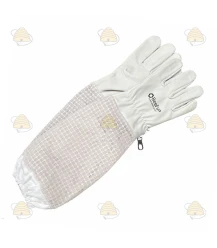 Beekeeping gloves AirFree, cream-colored leather & khaki ventilation - BeeFun®