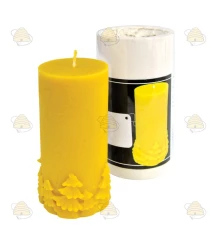 Hoge dikke kaars (13 cm) met kerstboompjes, gietvorm 
