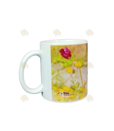 Mug/mug pink flower with bee